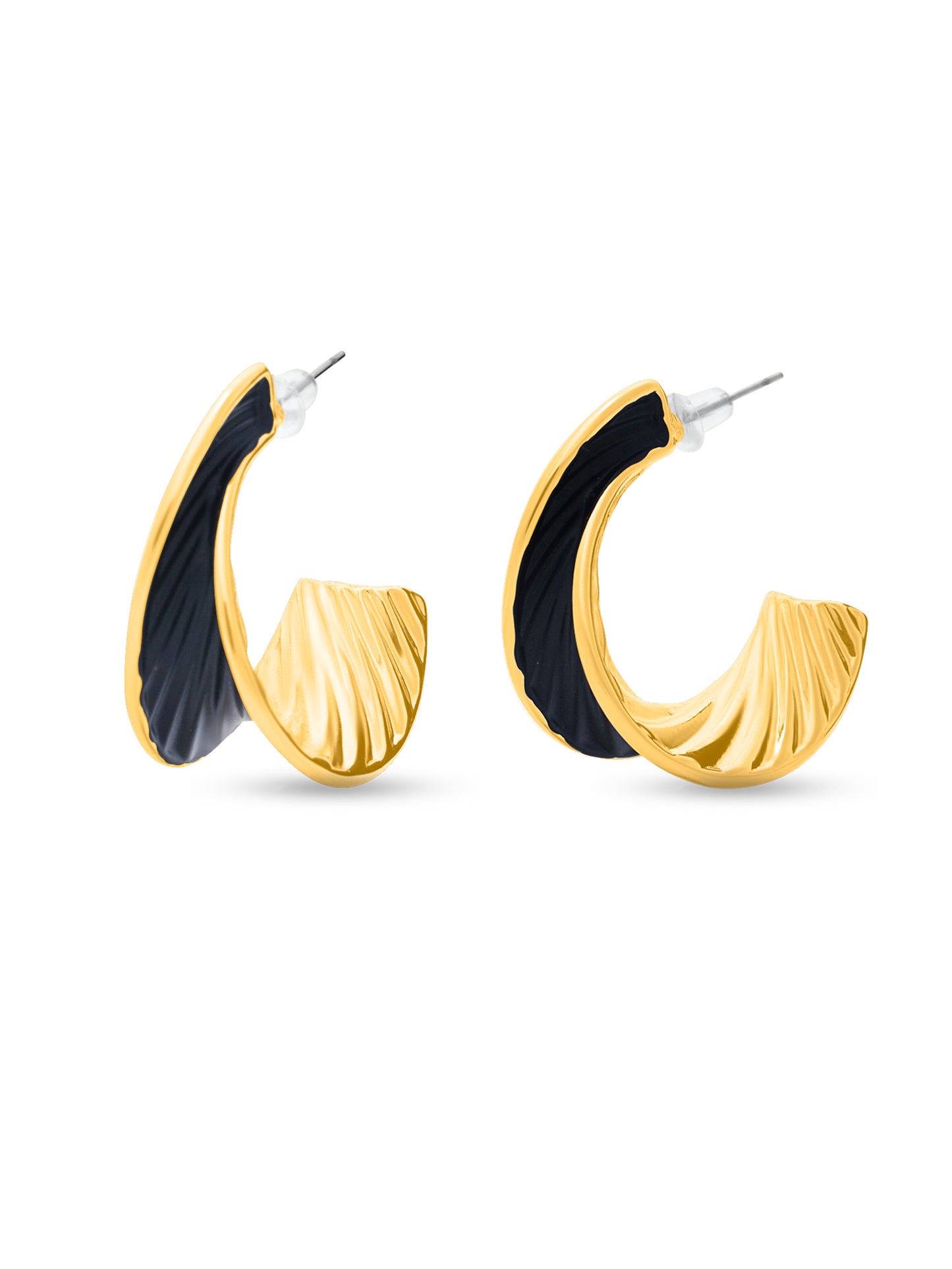Golden Black Leaf Earrings