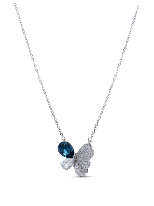 Blue Swarovski Crystal Butterfly Pendant