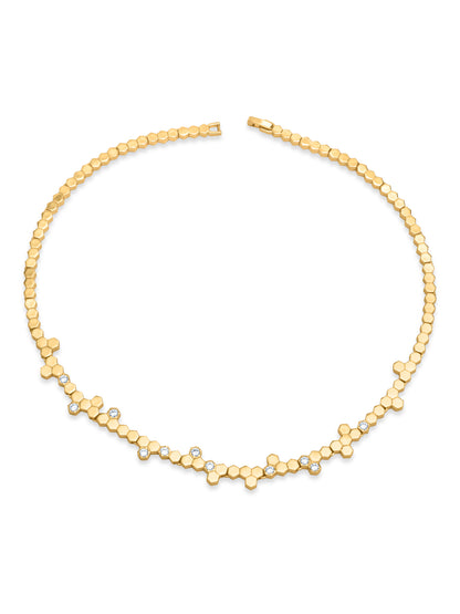 Hexa Charm Flexible Necklace Set - Gold