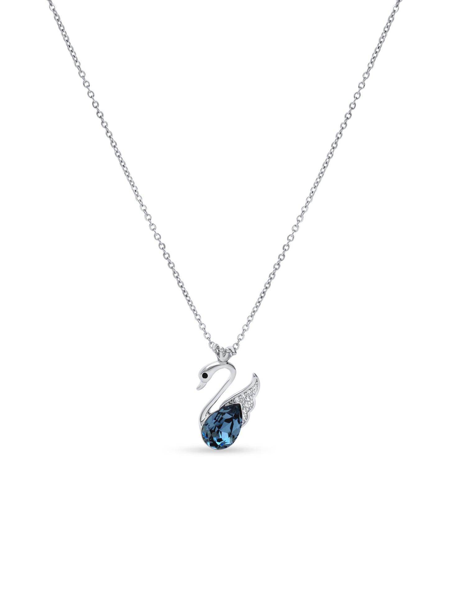 Blue Swarovski Crystal Swan Pendant