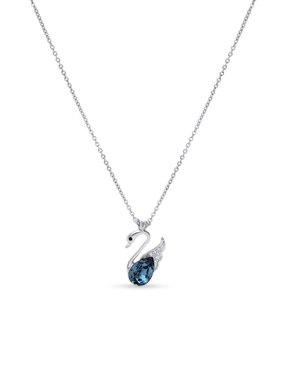 Blue Swarovski Crystal Swan Pendant
