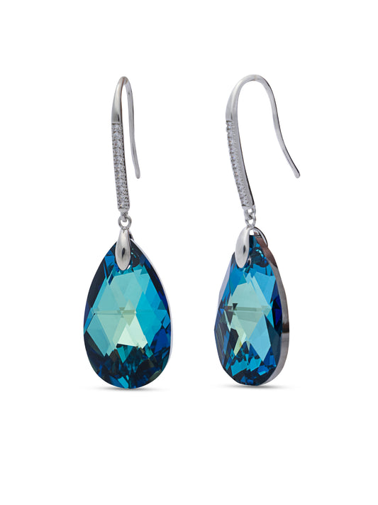 Blue Tear Drop Swarovski Crystal Earrings