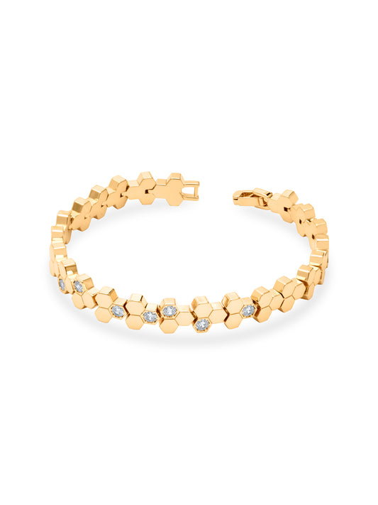 Hexa Charm Flexible Bracelet - Gold