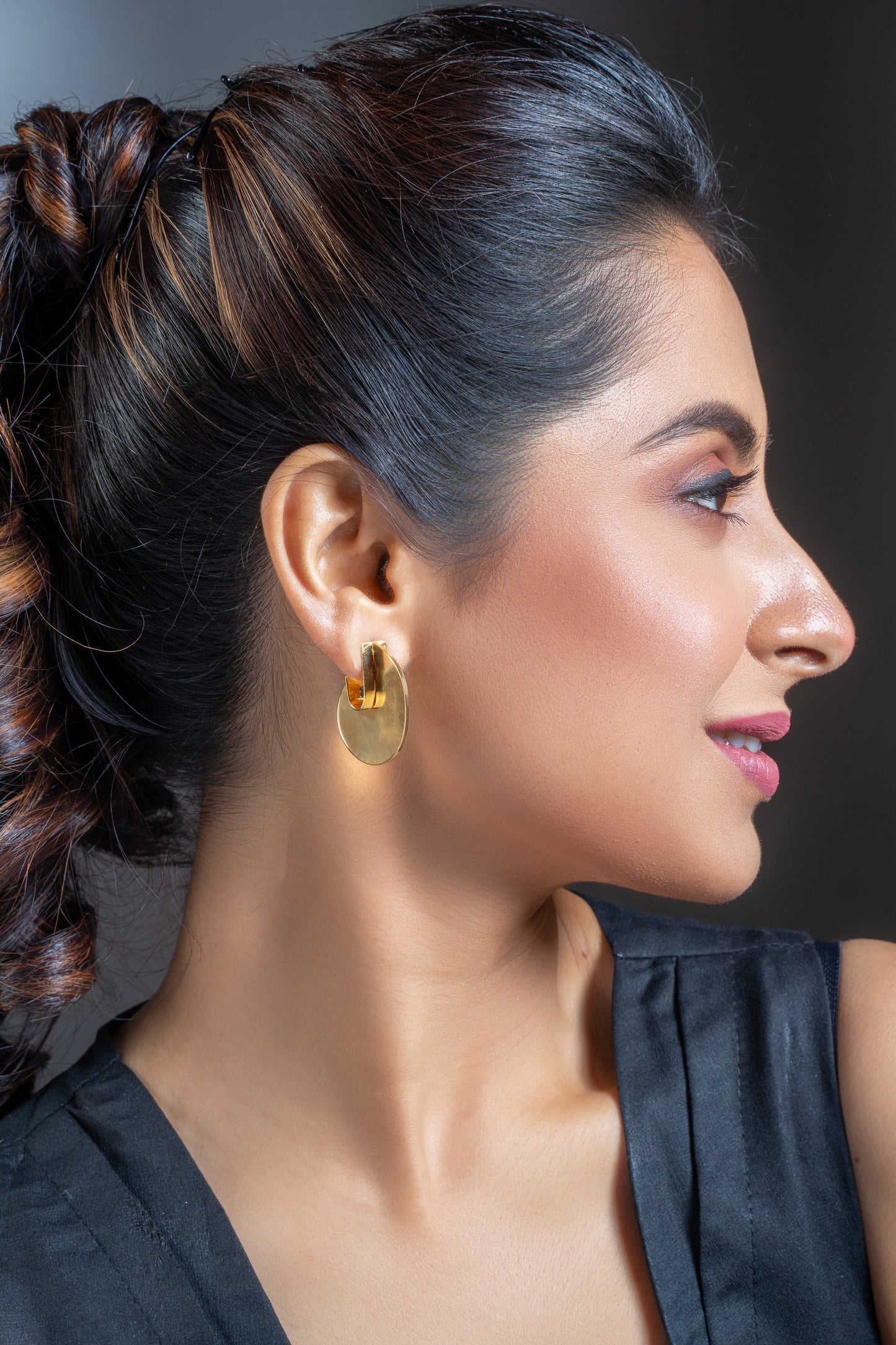 Hook Shaped Earrings-Golden