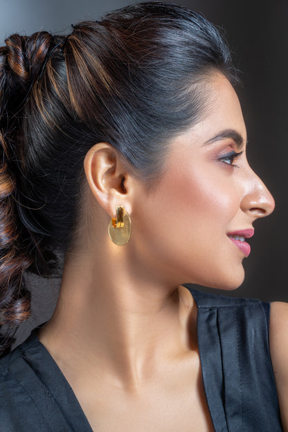 Hook Shaped Earrings-Golden