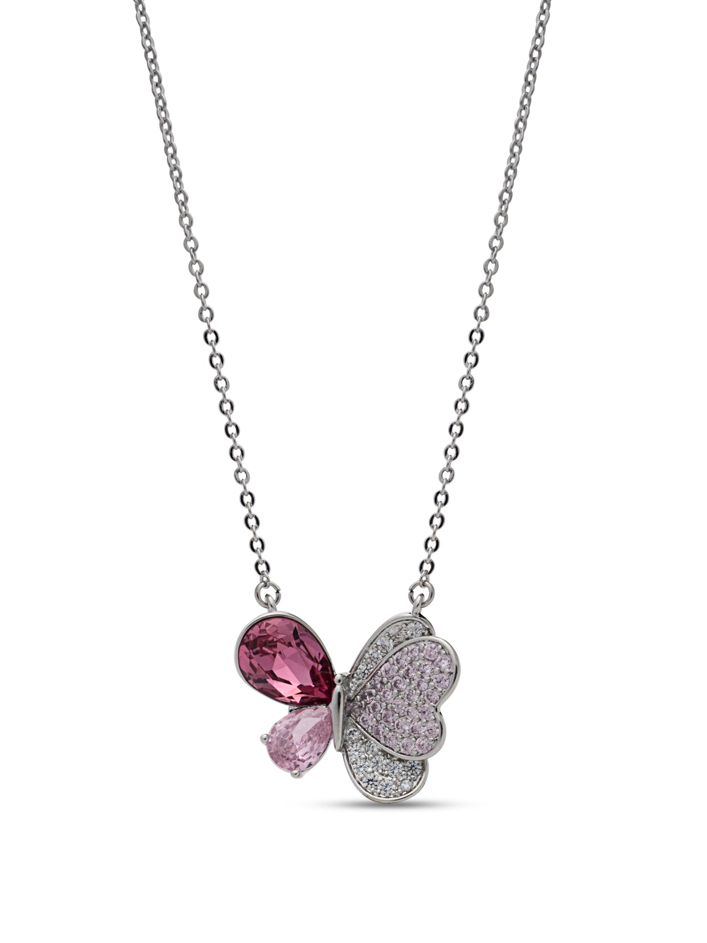 Pink Swarovski Crystal Butterfly Pendant