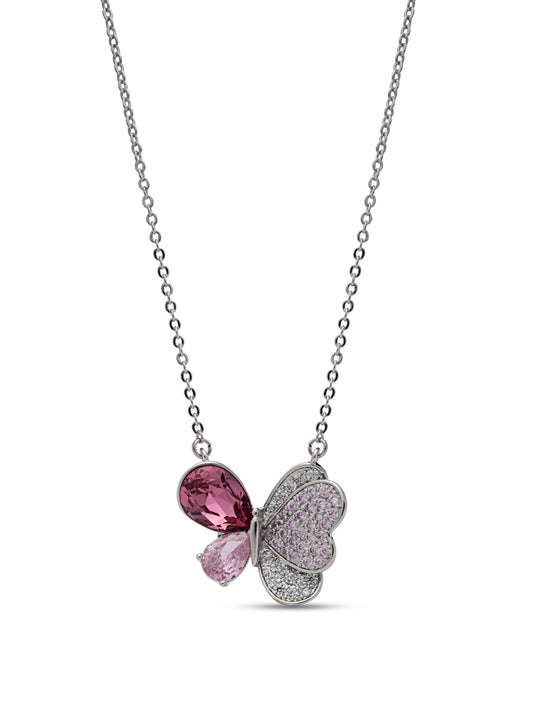 Pink Swarovski Crystal Butterfly Pendant