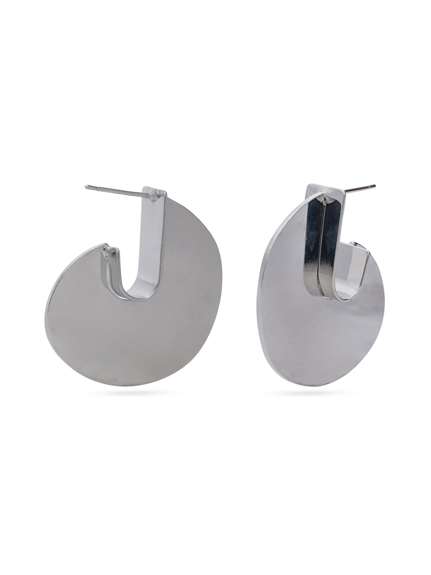 Hook Shaped Earrings-Silver