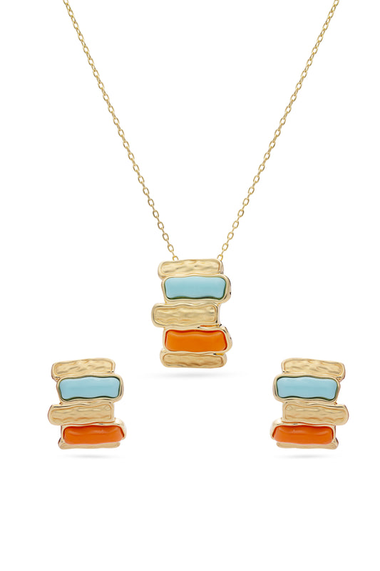 Multi Colour Brick Pendent Set