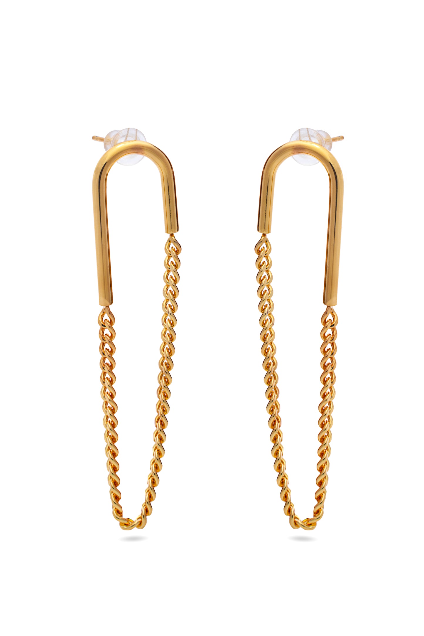Hook Shape Earrings with Chain
