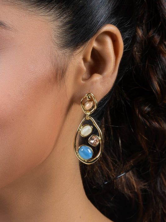 Multi Colour Stones wrapped in Gold Wire