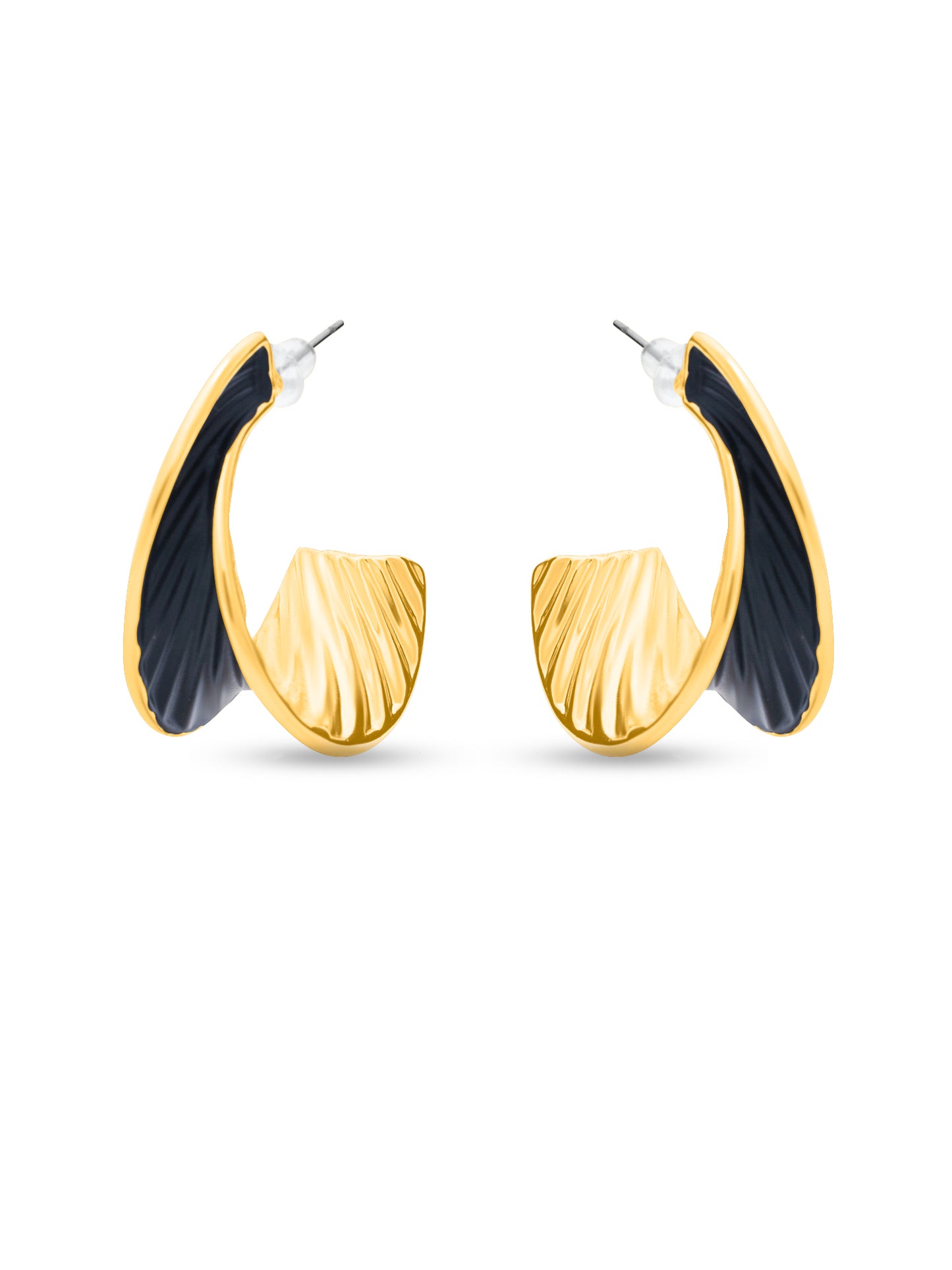 Golden Black Leaf Earrings