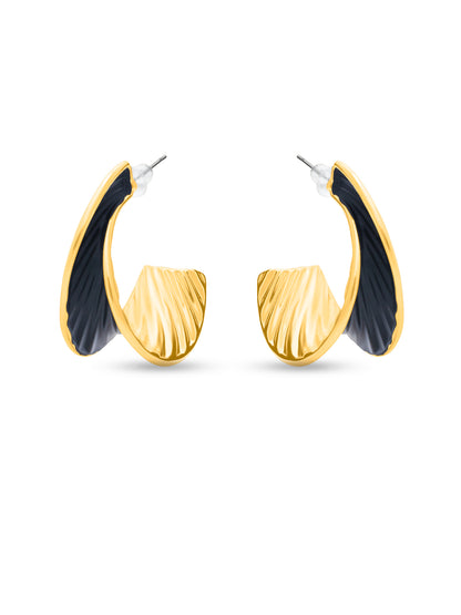 Golden Black Leaf Earrings