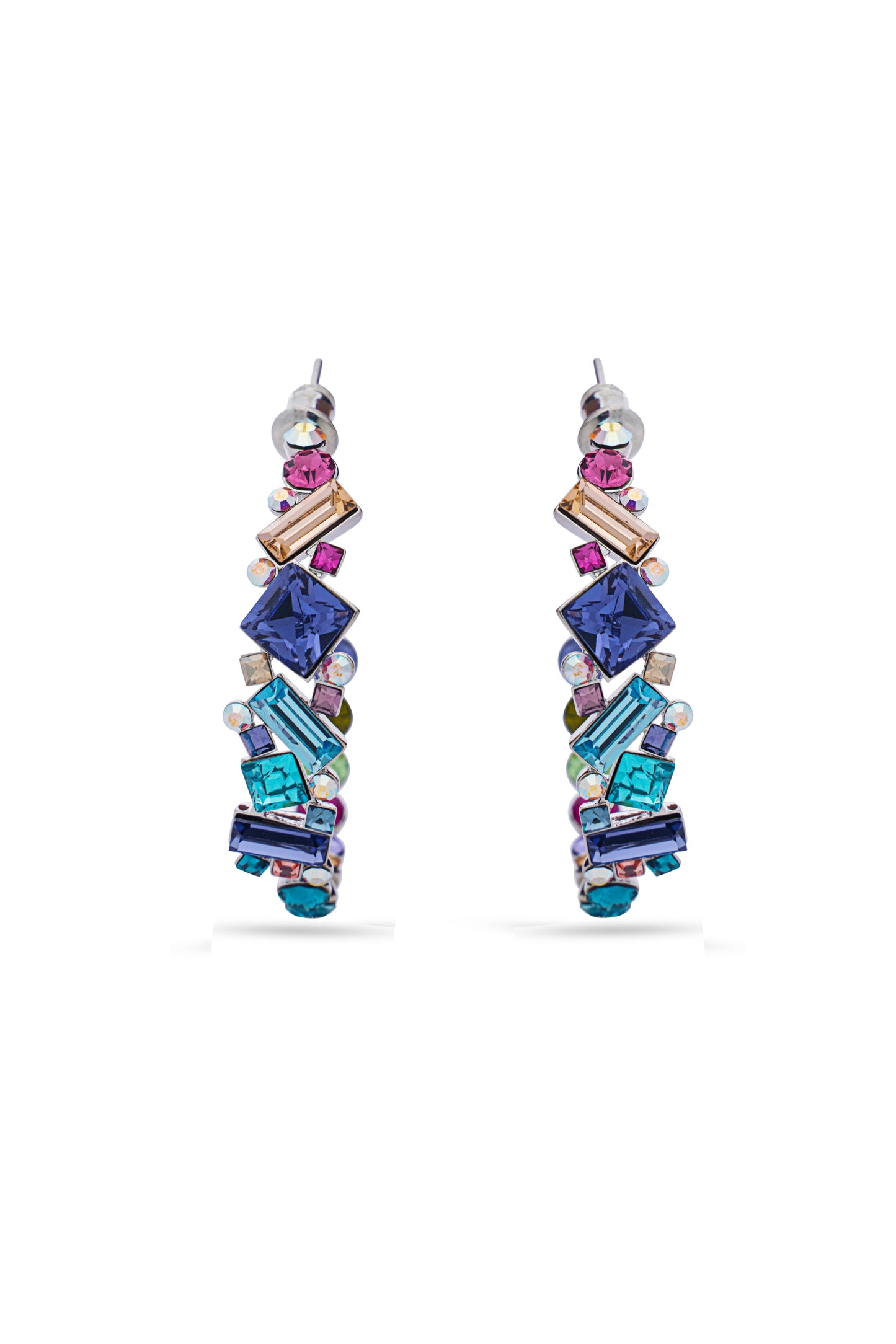 Rainbow Swarovski Crystal Hoops