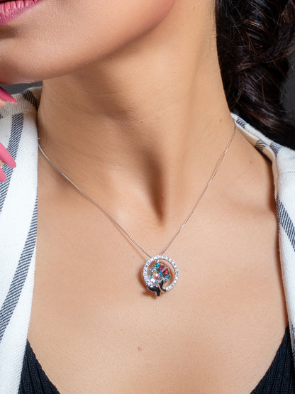 Rainbow Cube Swarovski Crystal With Halo Pendant