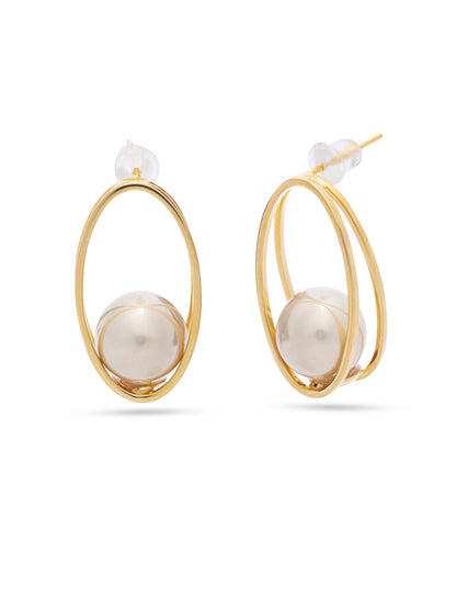 Pearl Between Oval Loops Earrings