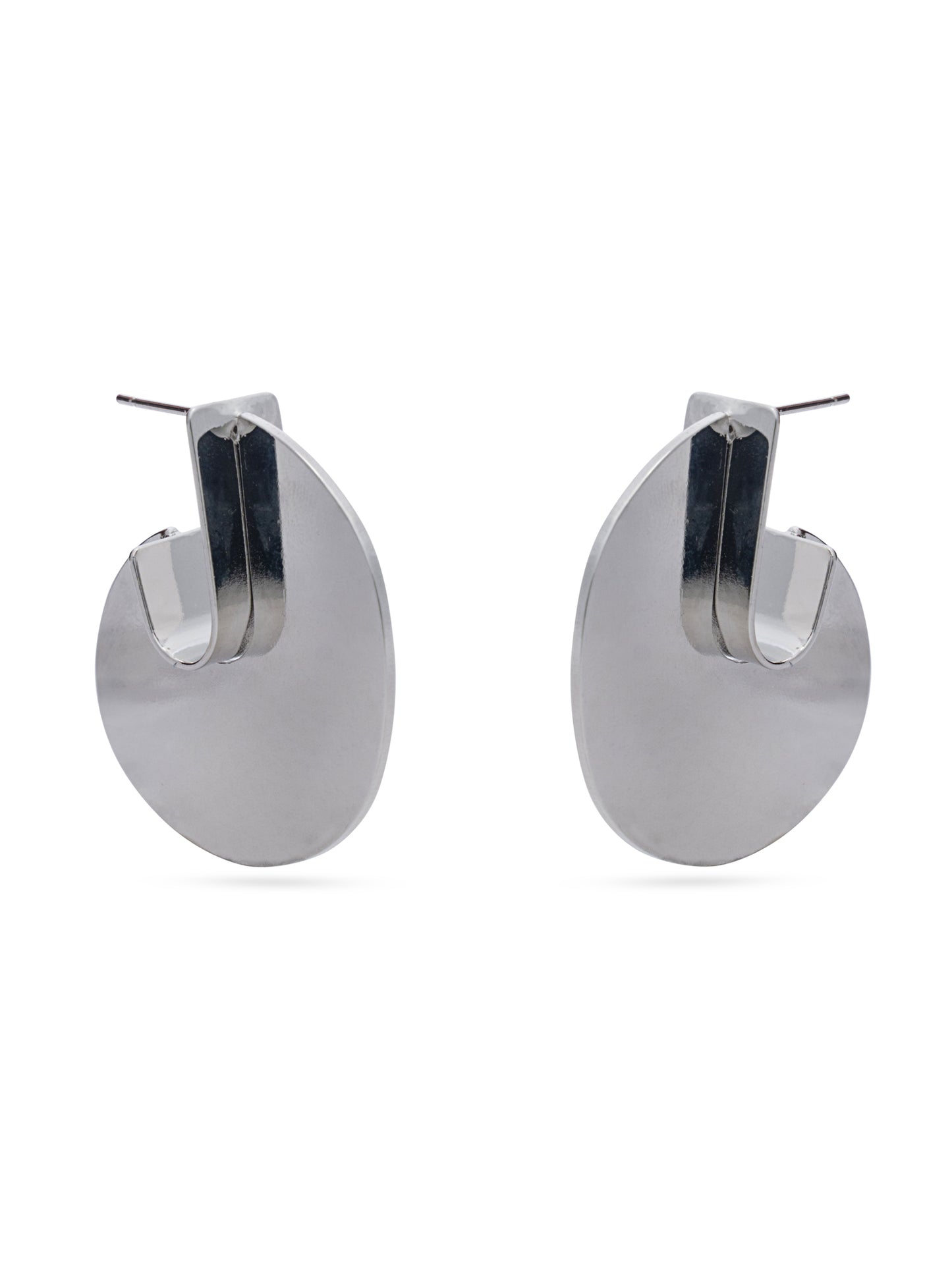 Hook Shaped Earrings-Silver