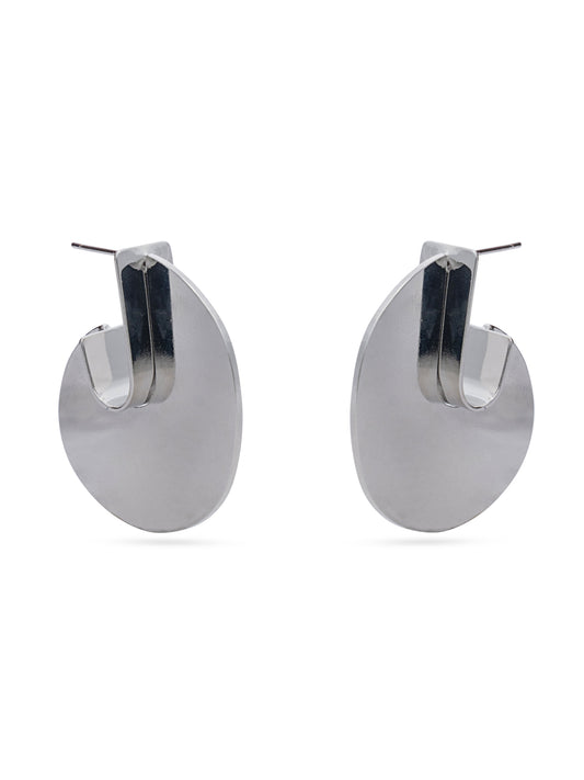 Hook Shaped Earrings-Silver