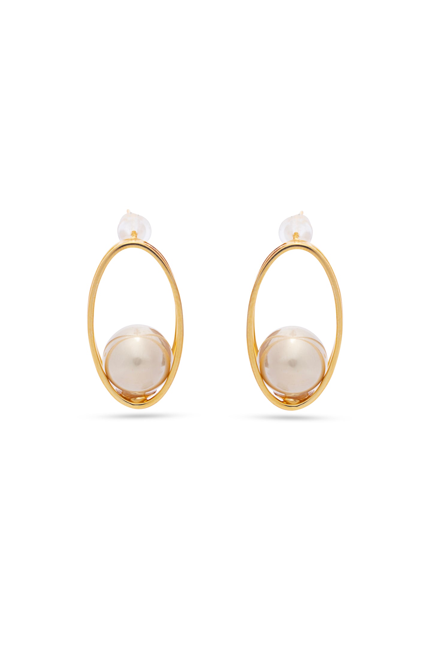 Pearl Between Oval Loops Earrings