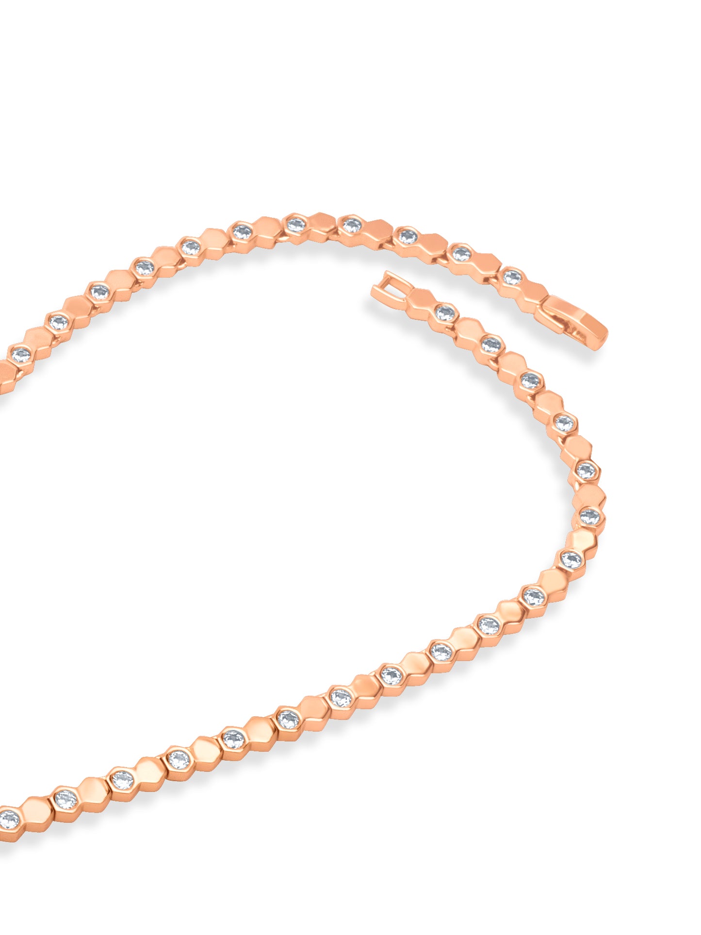 Hexa Charm Twin Drop Flexible Necklace Set - Rose Gold