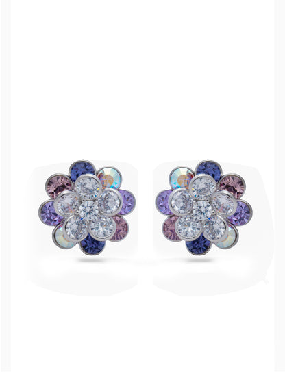 Shades Of Purple Swarovski Crystals In Rotating Flowers Earrings