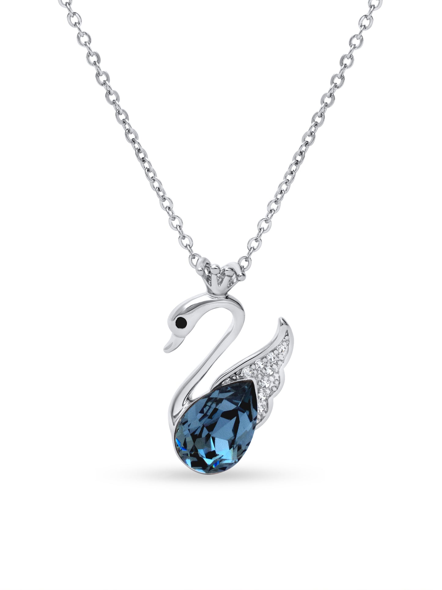 Blue Swarovski Crystal Swan Pendant