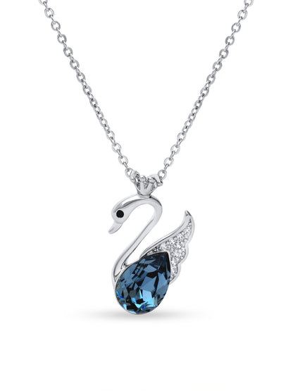 Blue Swarovski Crystal Swan Pendant
