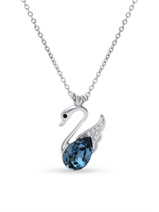 Blue Swarovski Crystal Swan Pendant