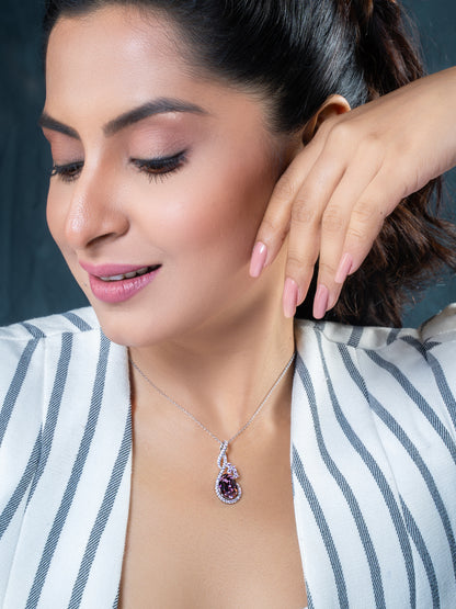 Plum Purple Swarovski Crystal Tear Drop Pandant