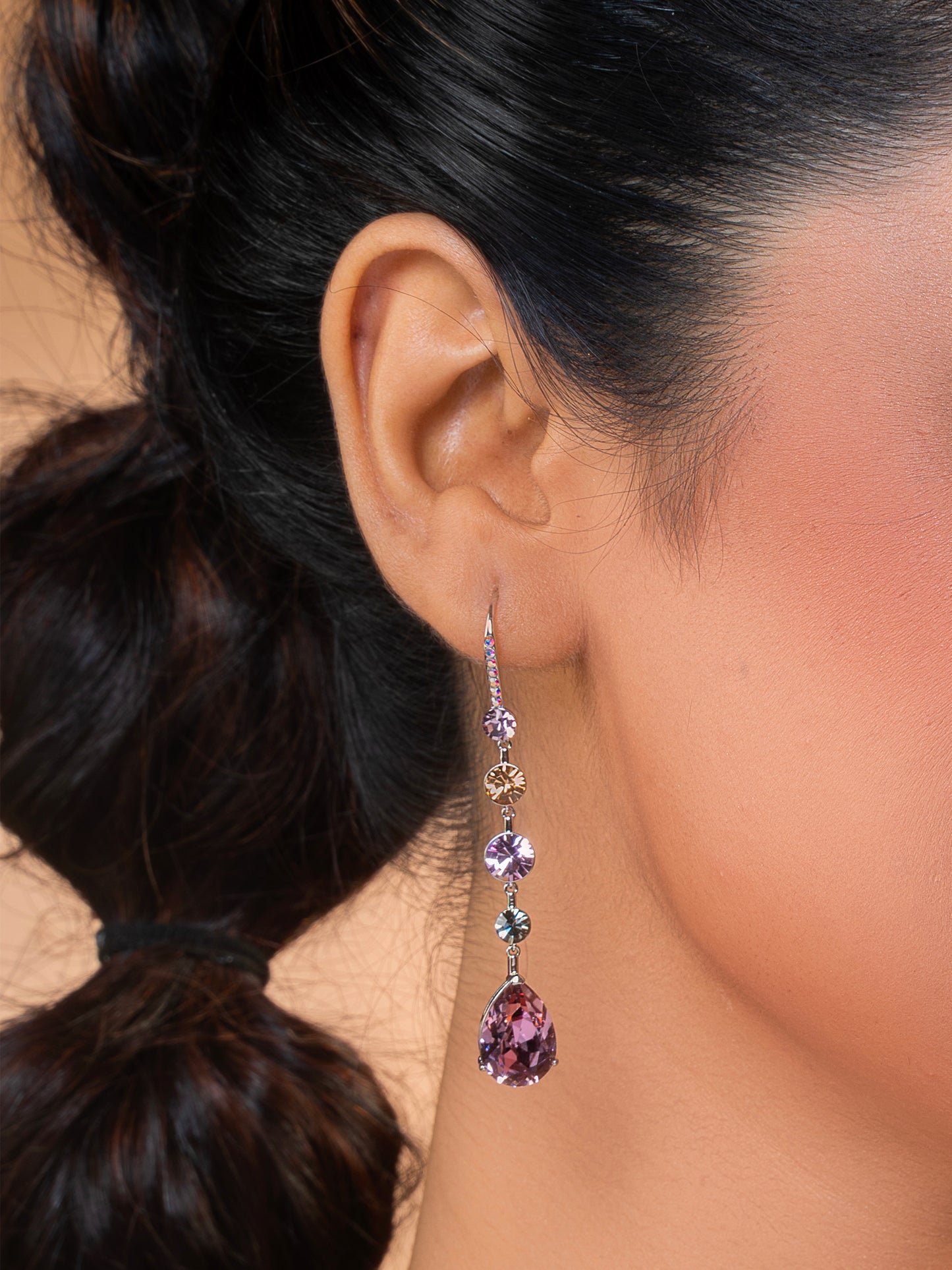 Mauve Tear Drop Swarovski Crystal Danglers
