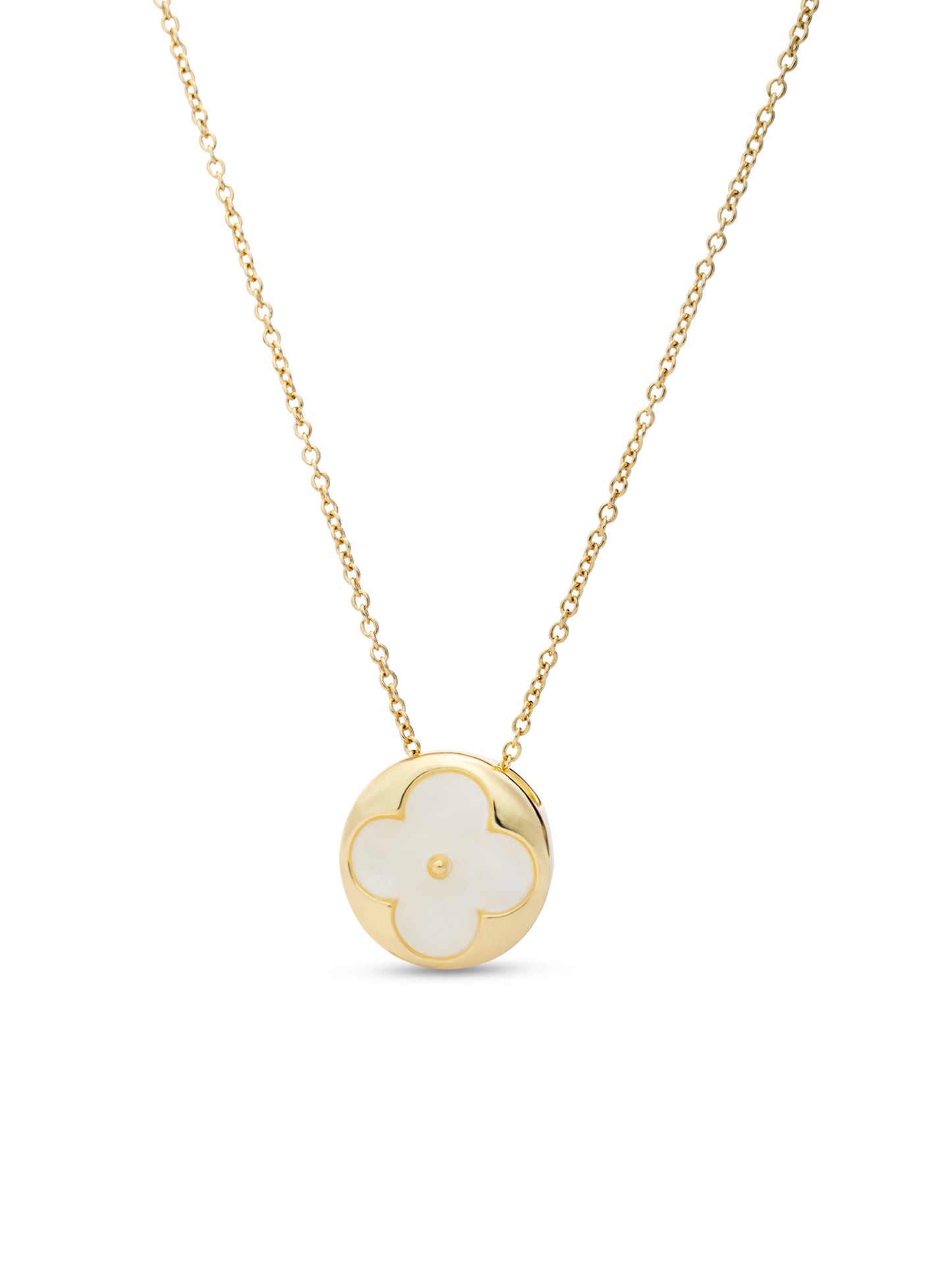 Gold & Mother Of Pearl LV Pendent Set