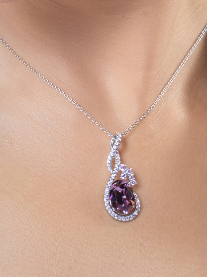 Plum Purple Swarovski Crystal Tear Drop Pandant