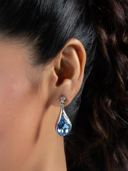 Blue Crystal Tear Drop Pendent Set