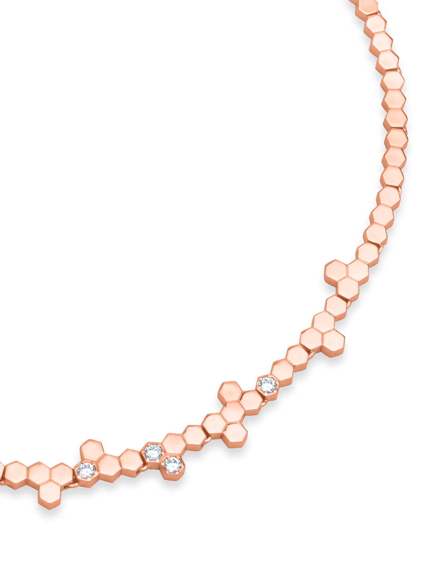 Hexa Charm Flexible Necklace Set - Rose Gold