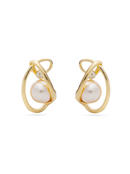 Pearl Wrapped By Golden Thread Pendent Set