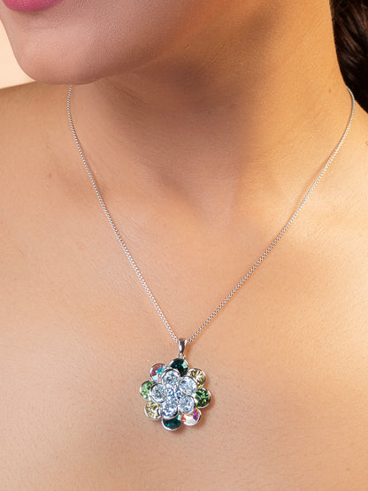 Shades Of Purple Swarovski Crystals In Rotating Flower Pendant