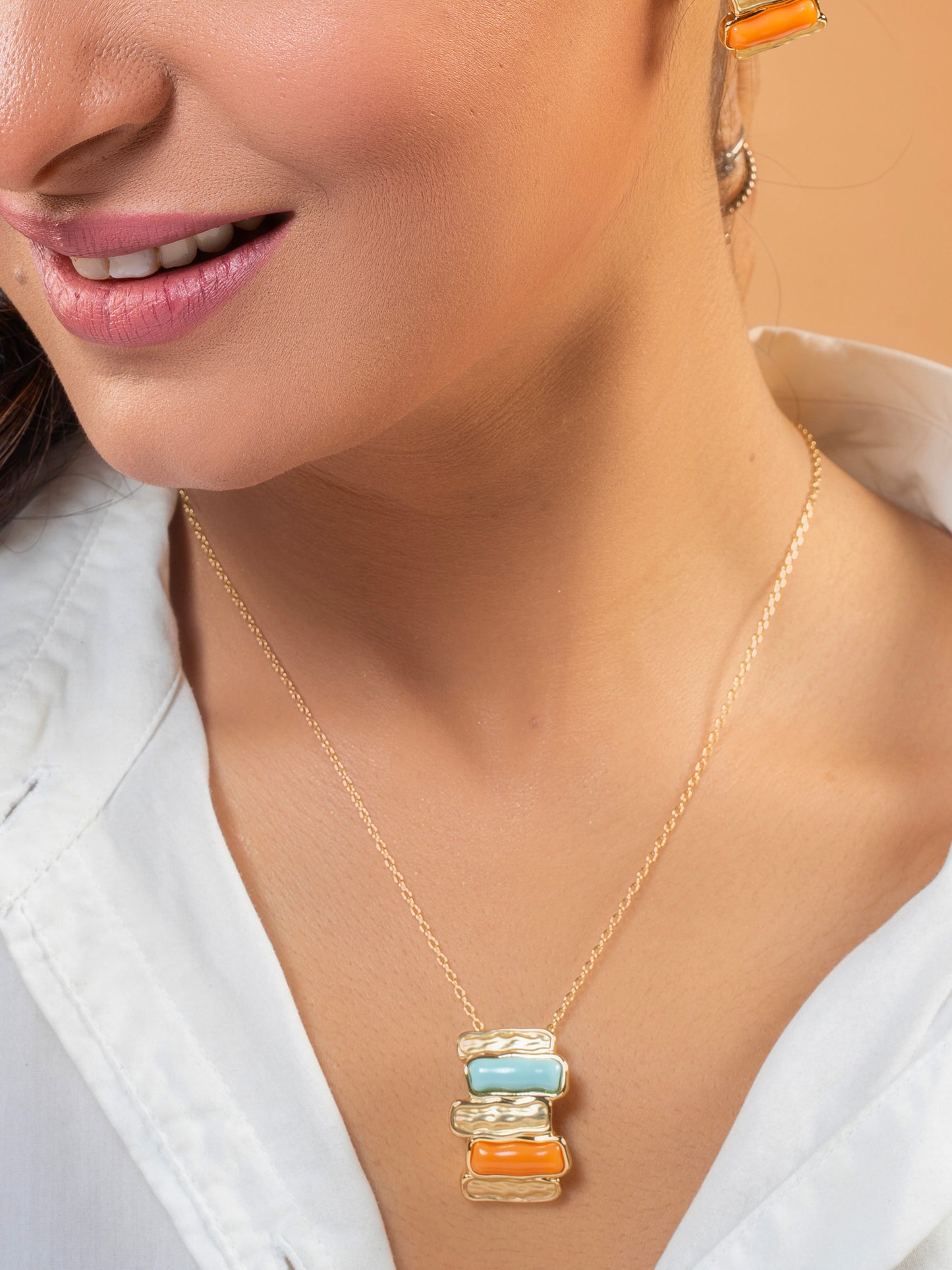 Multi Colour Brick Pendent Set