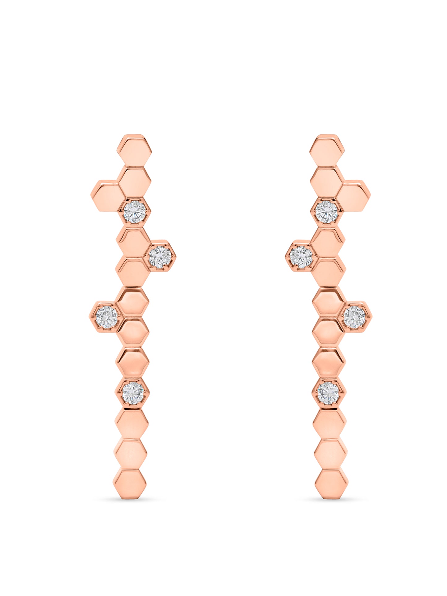 Hexa Charm Twin Drop Flexible Necklace Set - Rose Gold