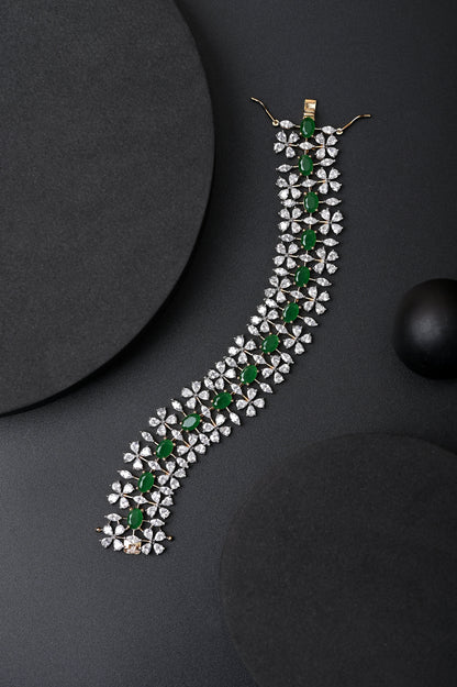 Emerald Studded Zircon Bracelet