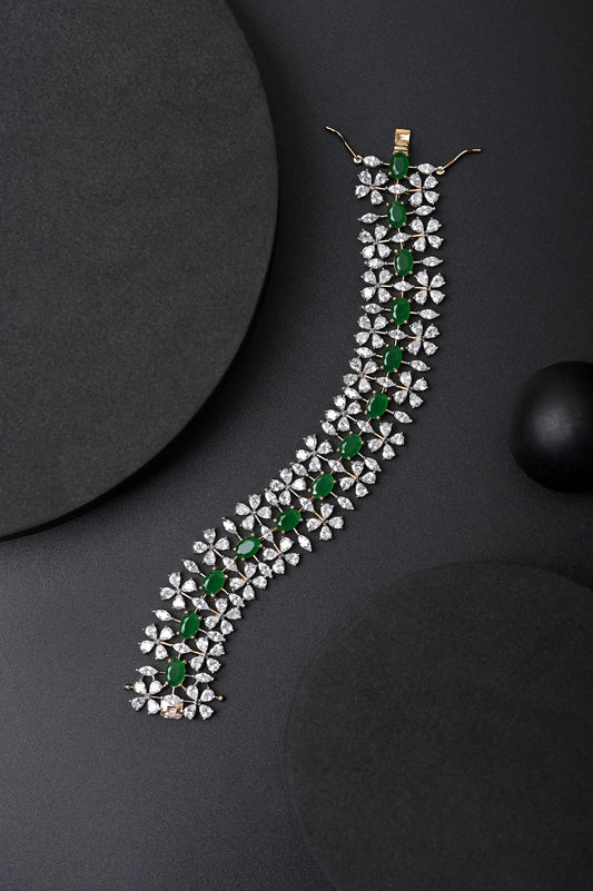 Emerald Studded Zircon Bracelet