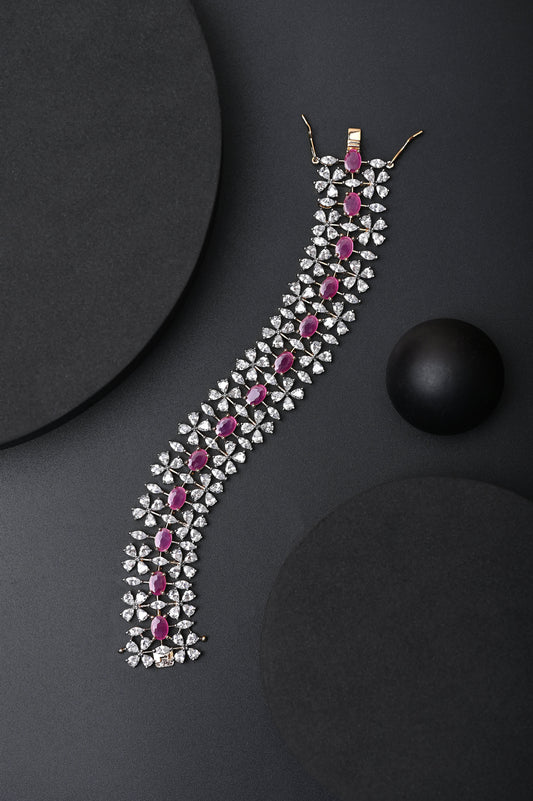 Ruby Studded Zircon Bracelet