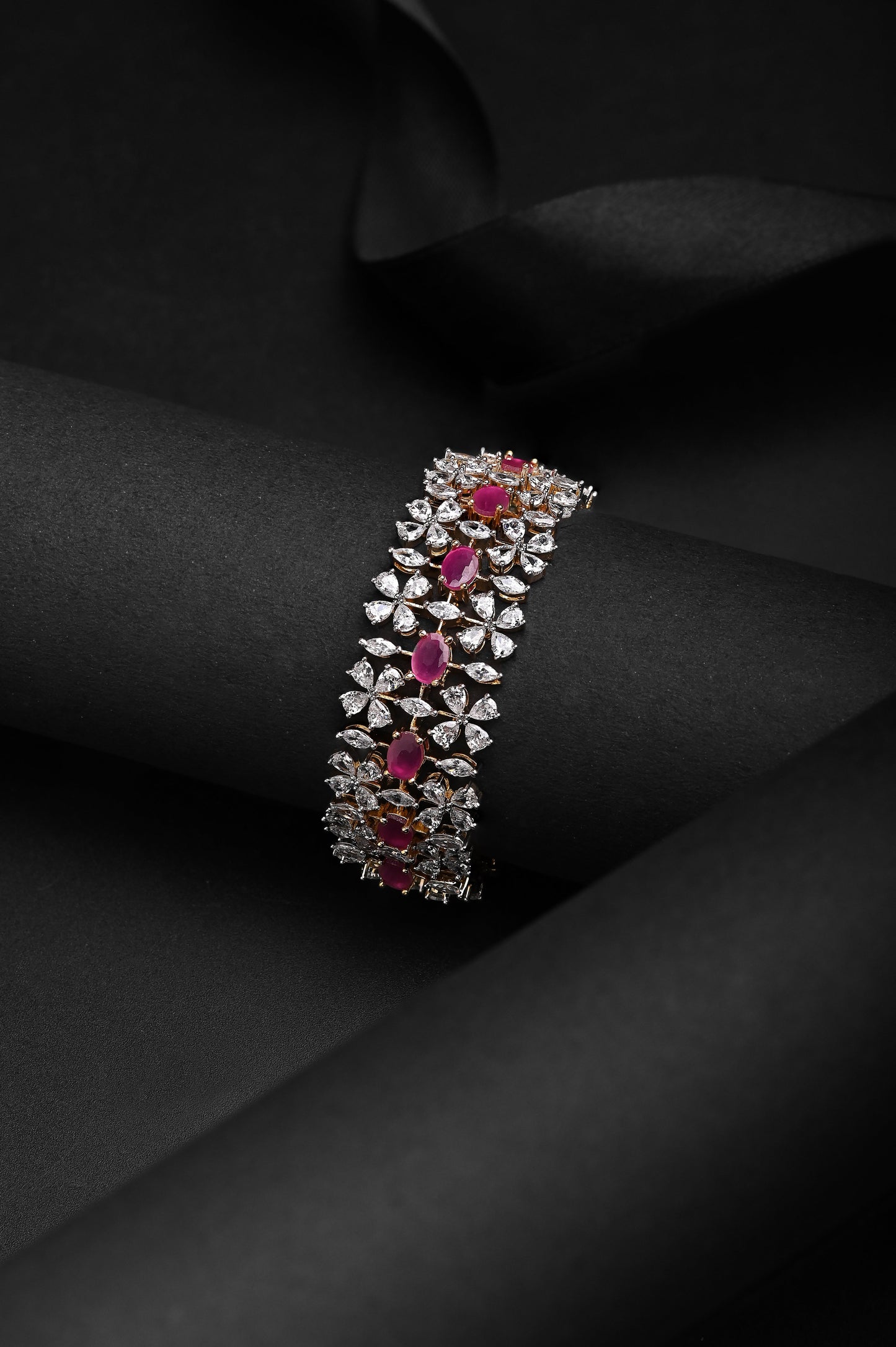 Ruby Studded Zircon Bracelet
