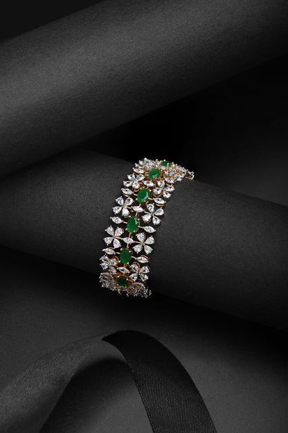 Emerald Studded Zircon Bracelet