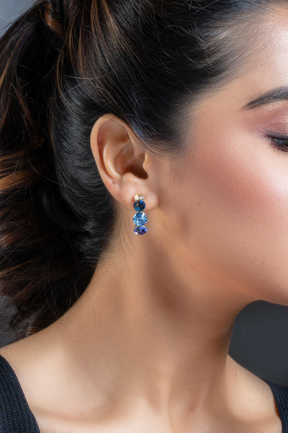 Sapphire Swarovski Crystal Hoops