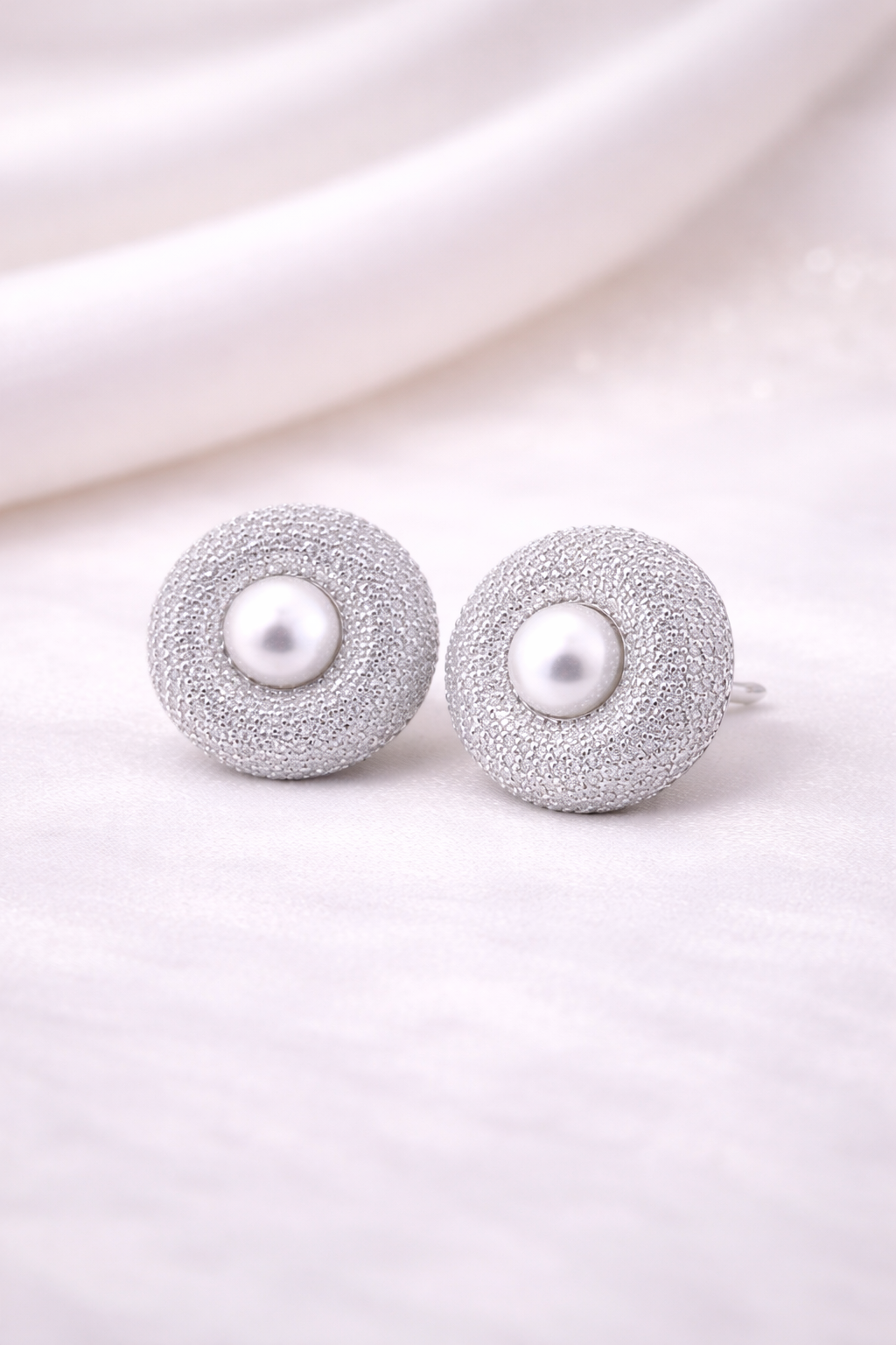 Krrystafee 18K Gold Plated Italian CZ Diamond Pearl Stud Earrings for Women | Daily Gifting