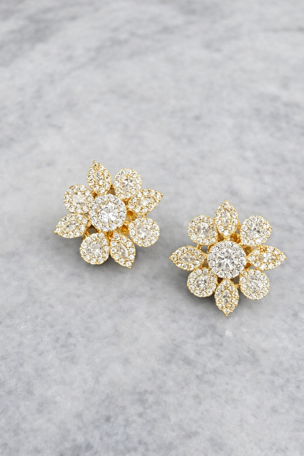 Krrystafee 18K Gold Silver Plated Italian CZ Diamond Stud Earrings for Women | Daily Wear