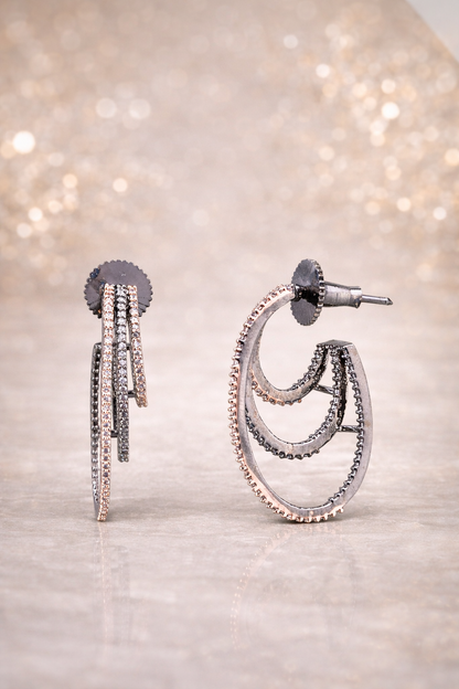Krrystafee Rose Gold Oxidised Hoop Earrings for Women | Boho Everyday Wear
