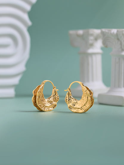 Krrystafee 18K Gold Plated Moon Shape Bali Earrings for Women | Minimalist Daily Wear