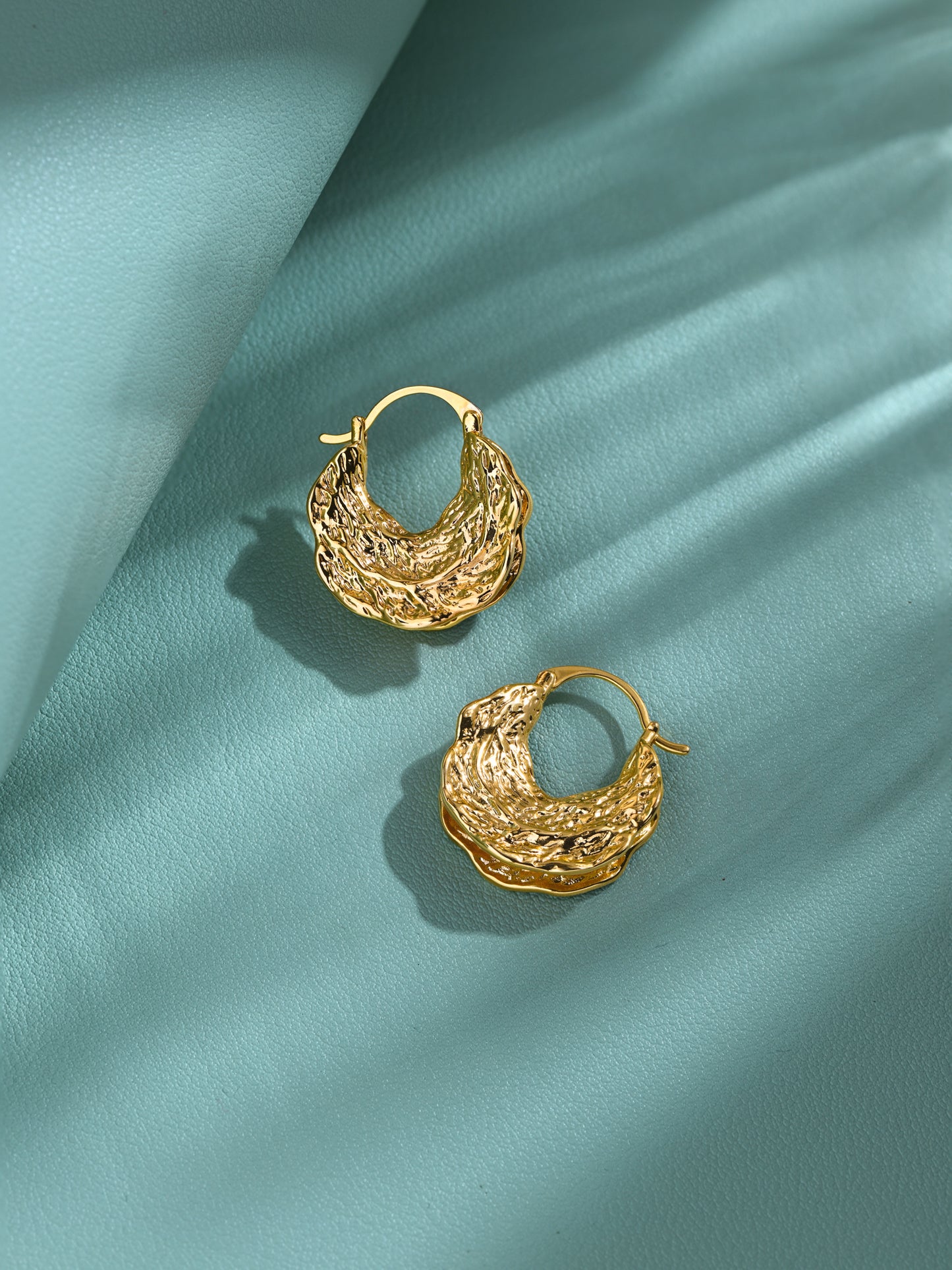 Krrystafee 18K Gold Plated Moon Shape Bali Earrings for Women | Minimalist Daily Wear
