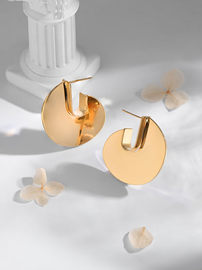 Hook Shaped Earrings-Golden